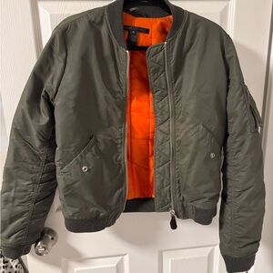 Women Marc Jacob’s Olive Green Bomber Jacket with Orange Lining Medium M